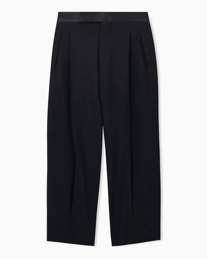 Giorgio Armani Anzughose Giorgio's aus Schurwollkrepp mit Satinbund Schwarz
