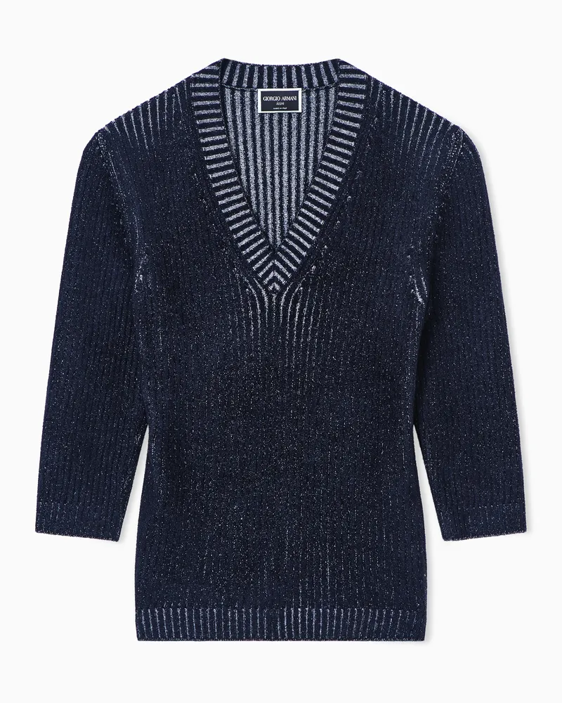 Giorgio Armani Pullover mit V-Ausschnitt aus Schurwolle und Viskose Zweifarbig