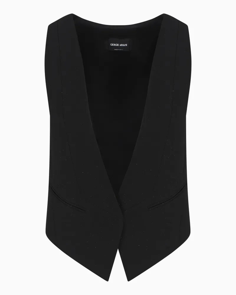 Giorgio Armani Einreihiges Sakko in Jacquard-Stoff-Verarbeitung aus glitzerndem Seiden-Cady Schwarz