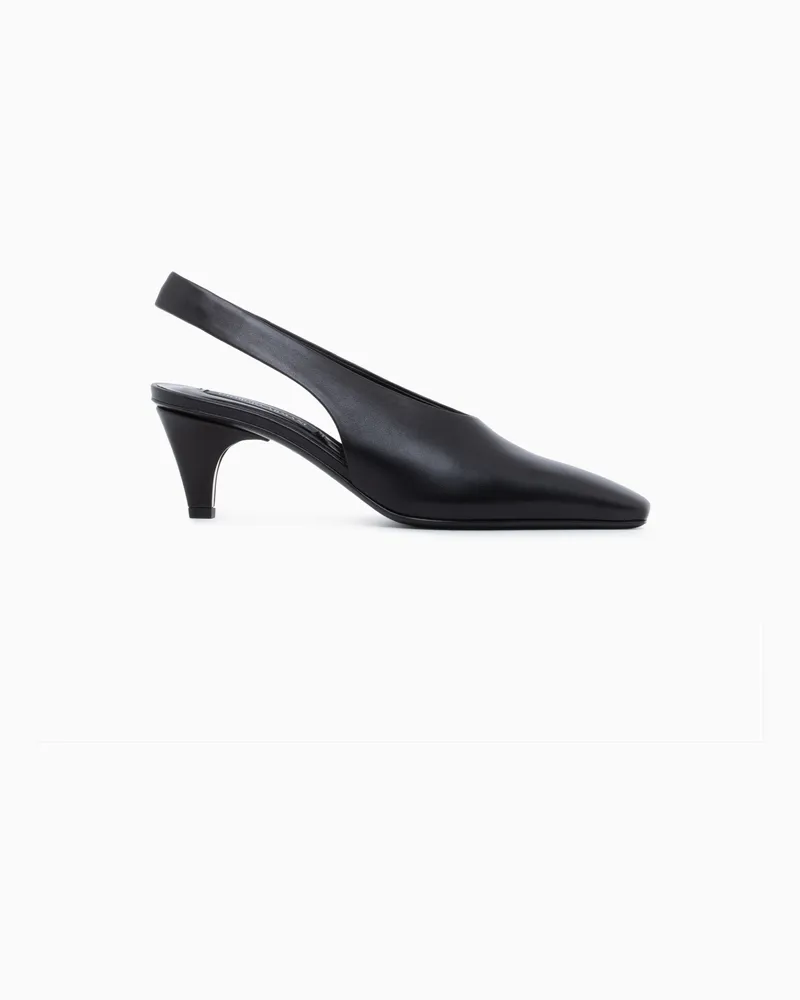 Giorgio Armani Slingpumps aus Leder mit einer spitzen Kappe und Absatz Schwarz