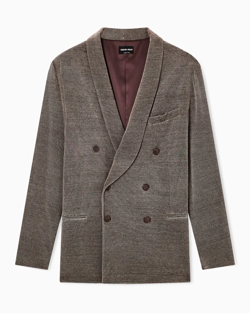 Giorgio Armani Einreihiges Sakko ASV aus fein gestreiftem Baumwoll-Jersey Beige