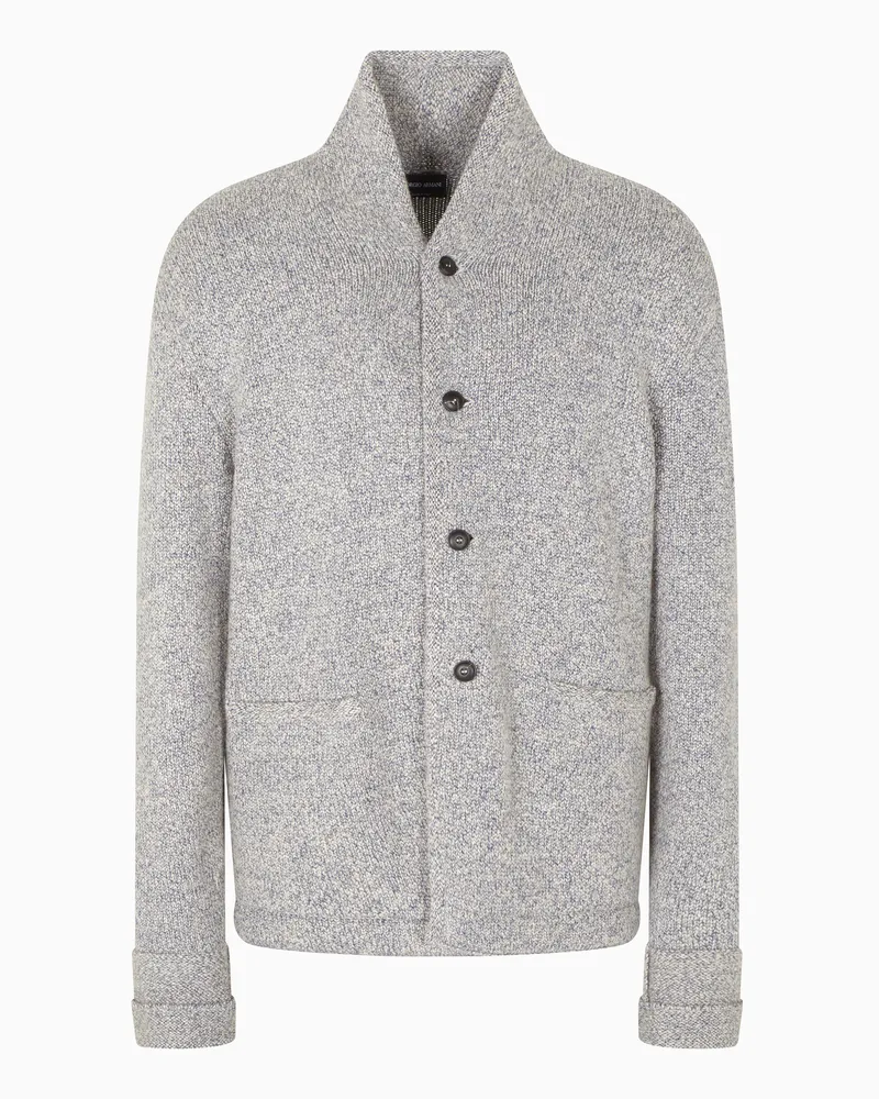 Giorgio Armani Gestrickte Cardigan-Jacke aus einer Mischung aus Kaschmir und Seide Eis