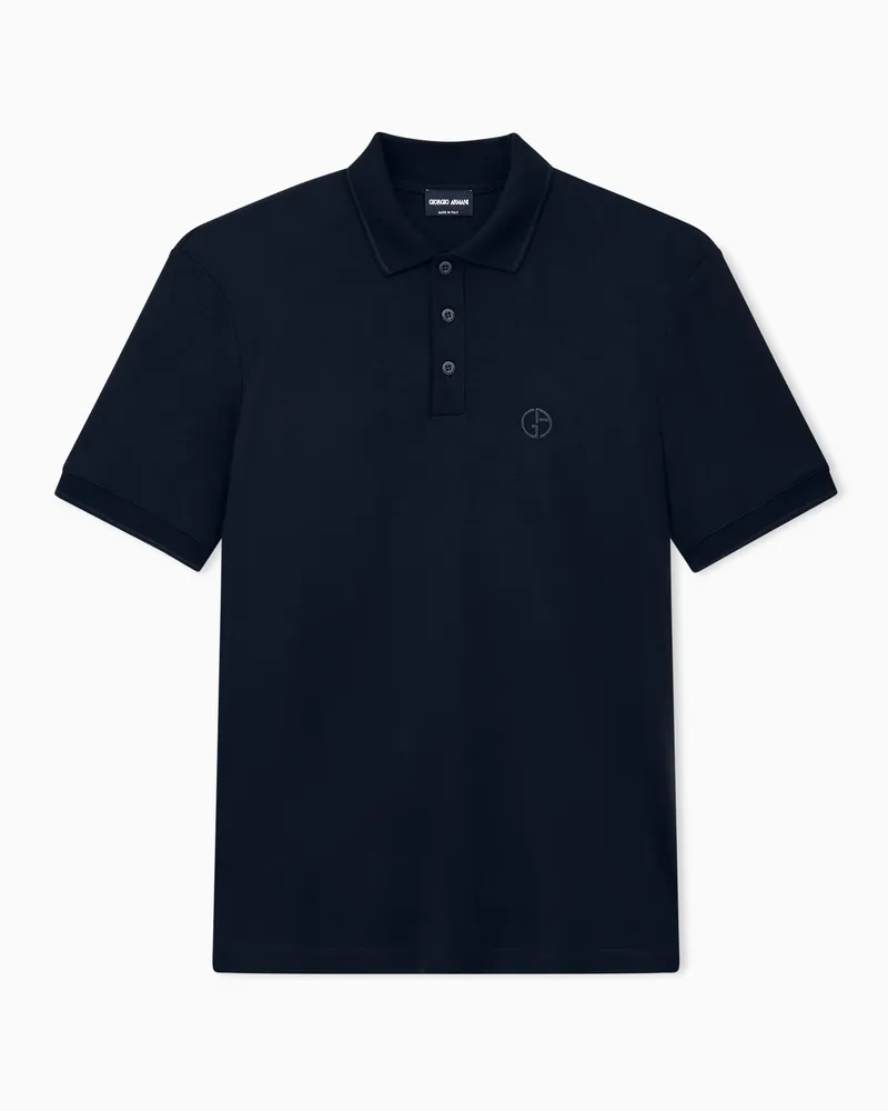 Giorgio Armani Poloshirt Regular Fit aus Schurwolljersey mit Knopfleiste Schwarz