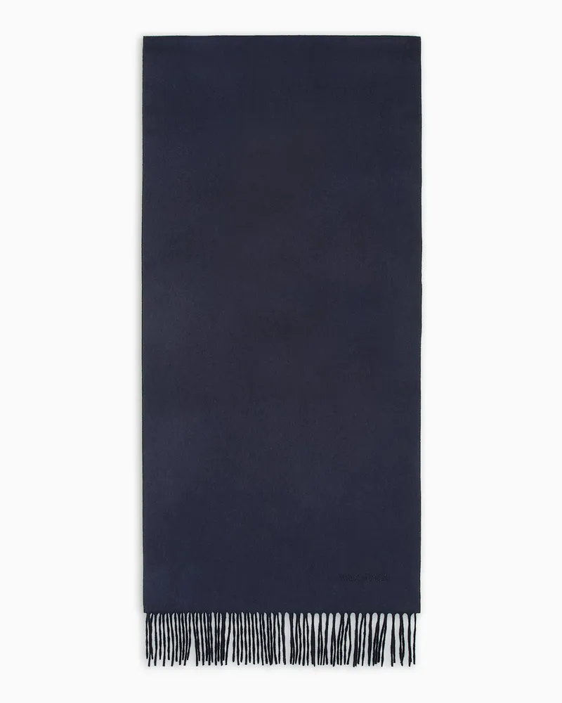 Giorgio Armani Schal aus Kaschmir mit Logo-Stick Marineblau