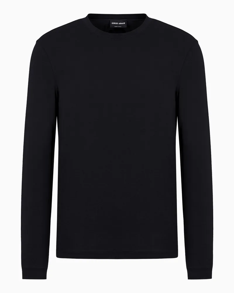 Giorgio Armani Pullover mit Rundhalsausschnitt und langen Ärmeln aus Viskosejersey mit Stretchanteil Schwarz