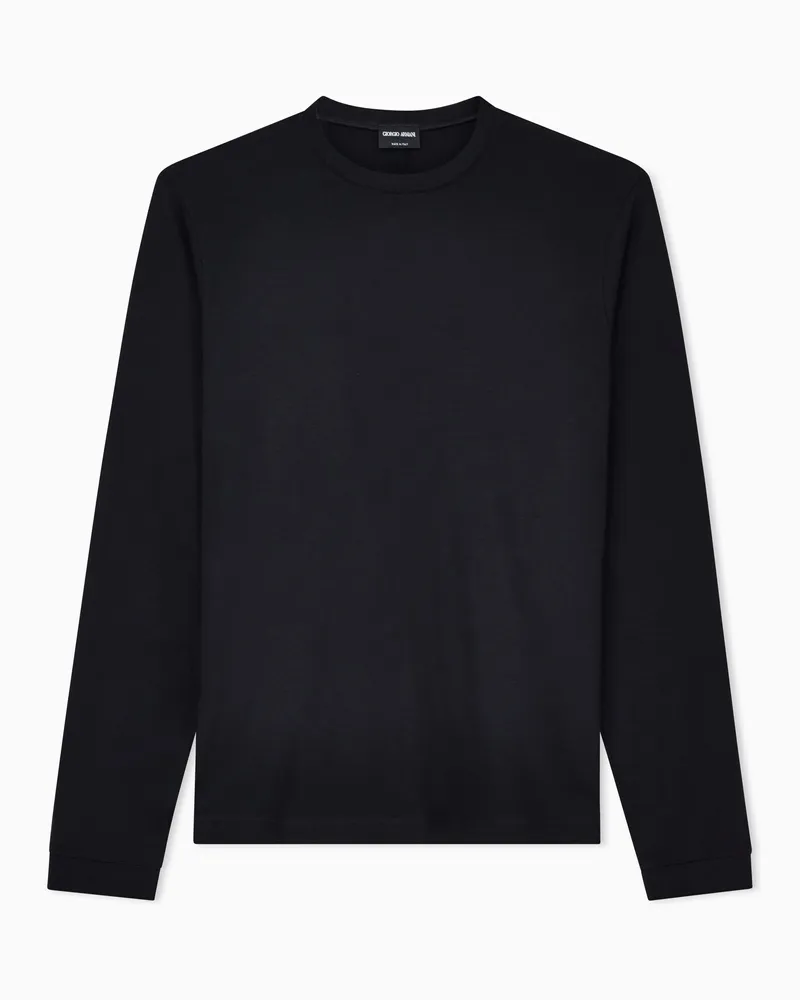 Giorgio Armani Pullover aus Viskosejersey mit Rundhals Schwarz