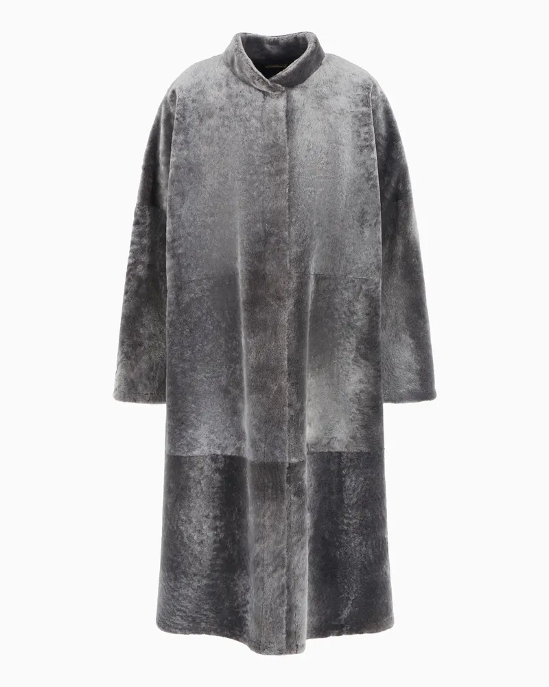 Giorgio Armani Langer Mantel aus Shearling Grau