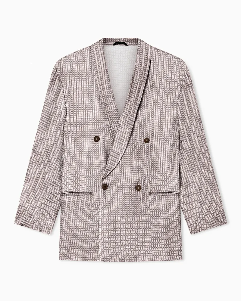 Giorgio Armani Doppelreihiges Sakko aus bedruckter Viskose Beige