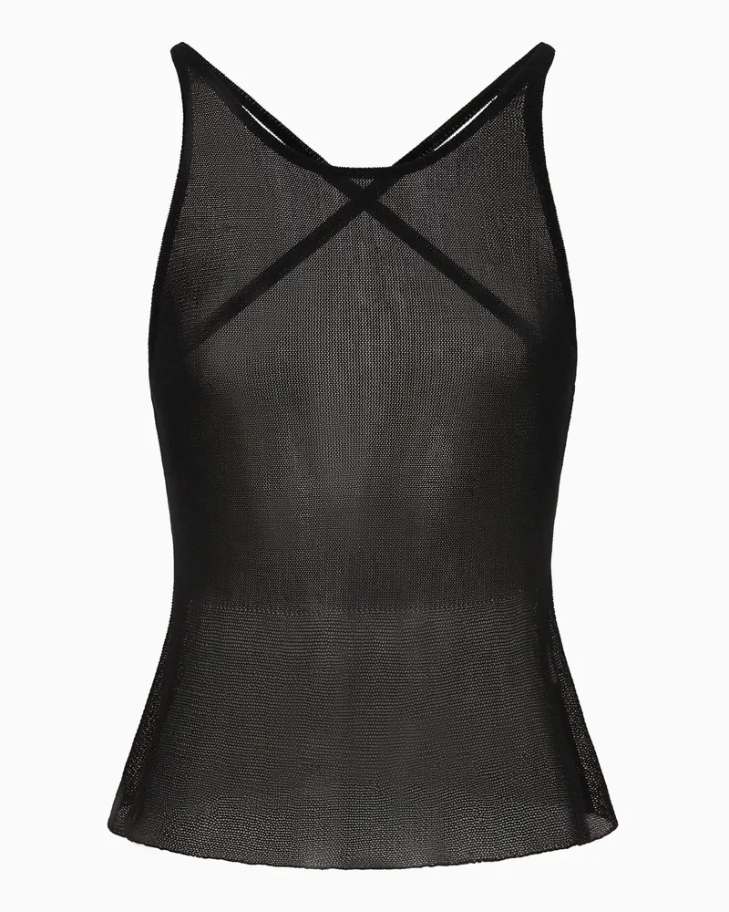 Giorgio Armani Top aus einem Lyocell- und Baumwollgewebe Schwarz