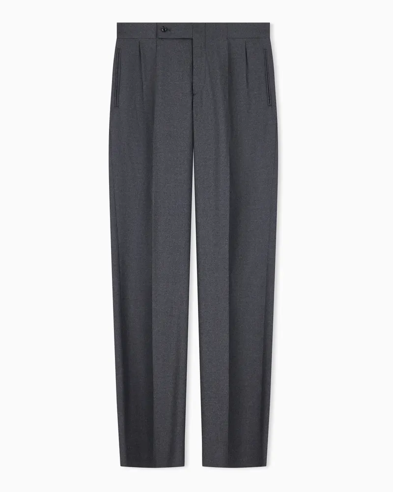 Giorgio Armani Hose aus Schurwollflanell mit zwei Bundfalten Grau