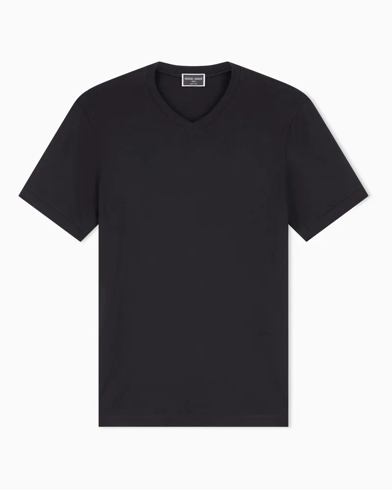 Giorgio Armani T-Shirt mit V-Ausschnitt Icon aus Viskosejersey mit Stretchanteil Schwarz