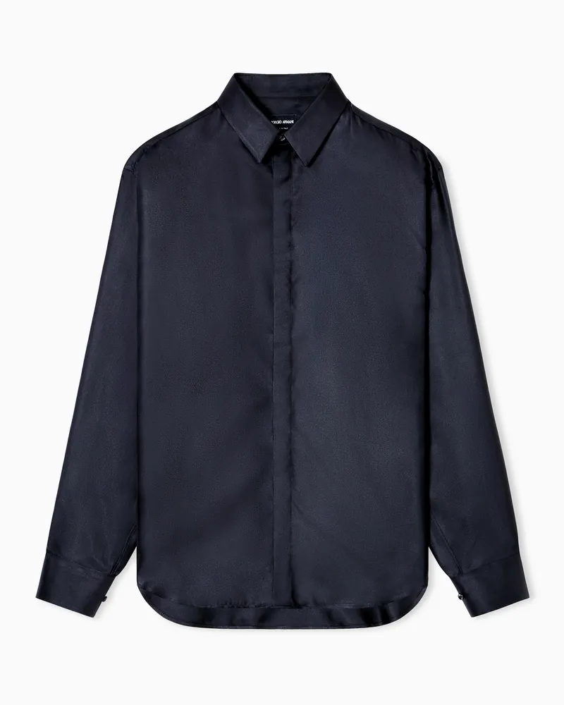 Giorgio Armani Hemd in Regular Fit aus Seidentwill Schwarz