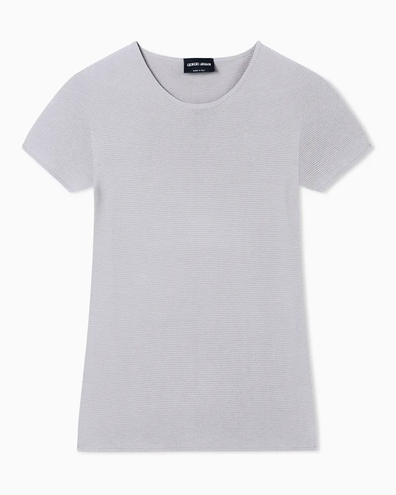 Giorgio Armani Pullover mit kurzen Ärmeln aus Viskose mit Links-Verarbeitung Grau
