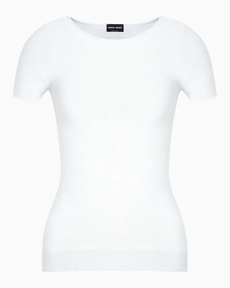Giorgio Armani Pullover mit kurzen Ärmeln aus Viskose mit Links-Verarbeitung Grau