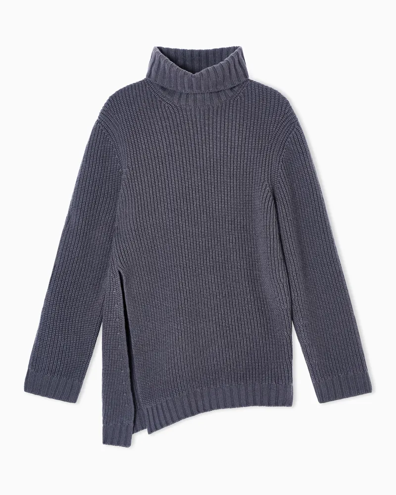 Giorgio Armani Oberteil mit hohem Kaschmirkragen Grau