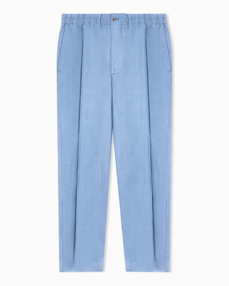 Giorgio Armani Hose mit einzelner Bundfalte aus Lyocell Hellblau