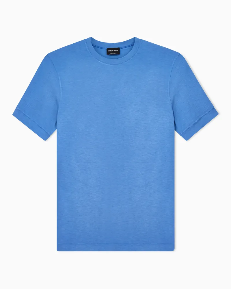 Giorgio Armani ASV T-Shirt mit Rundhalsausschnitt aus Viskosejersey mit Stretchanteil Blau