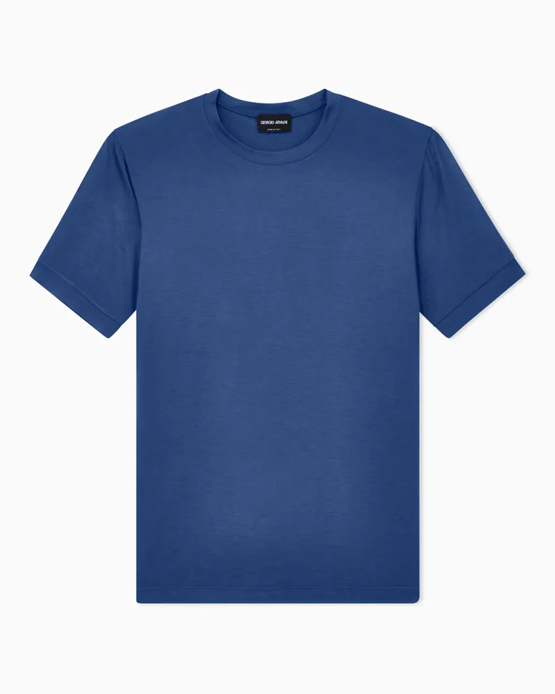 Giorgio Armani ASV T-Shirt mit Rundhalsausschnitt aus Viskosejersey mit Stretchanteil Blau