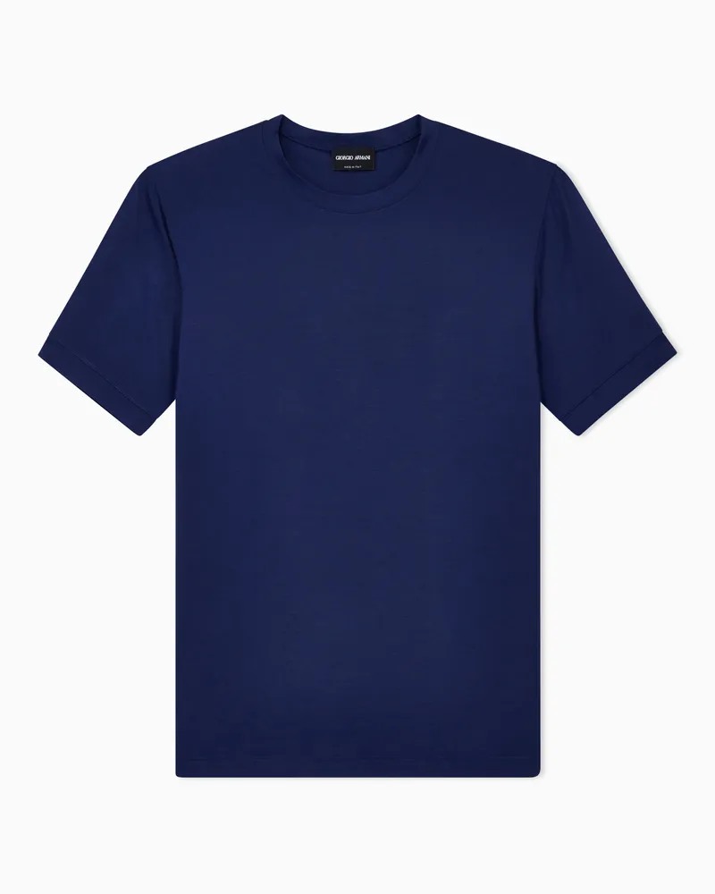 Giorgio Armani ASV T-Shirt mit Rundhalsausschnitt aus Viskosejersey mit Stretchanteil Blau