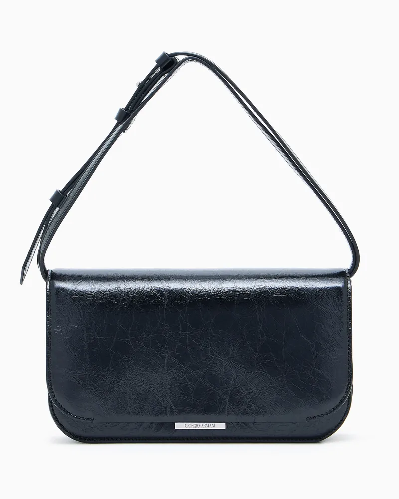 Giorgio Armani Clutch aus Lackleder mit Schultergurt Schwarz