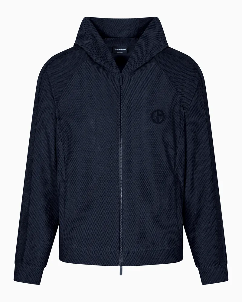 Giorgio Armani Sweatshirt mit Kapuze aus technischem Gaufré Schwarz