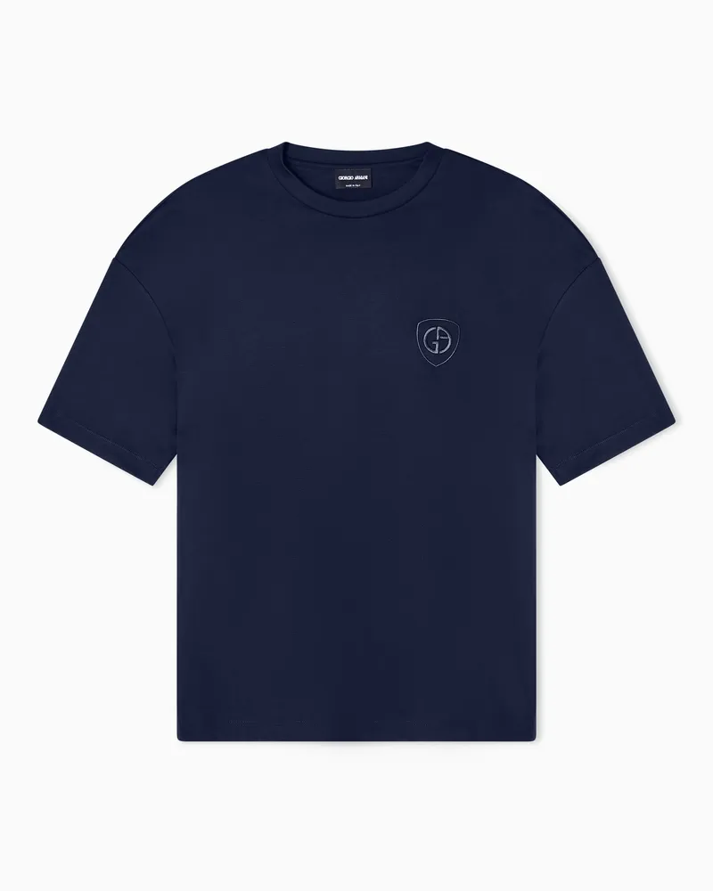 Giorgio Armani ASV T-Shirt mit Rundhalsausschnitt aus Bio-Baumwoll-Interlock Marineblau