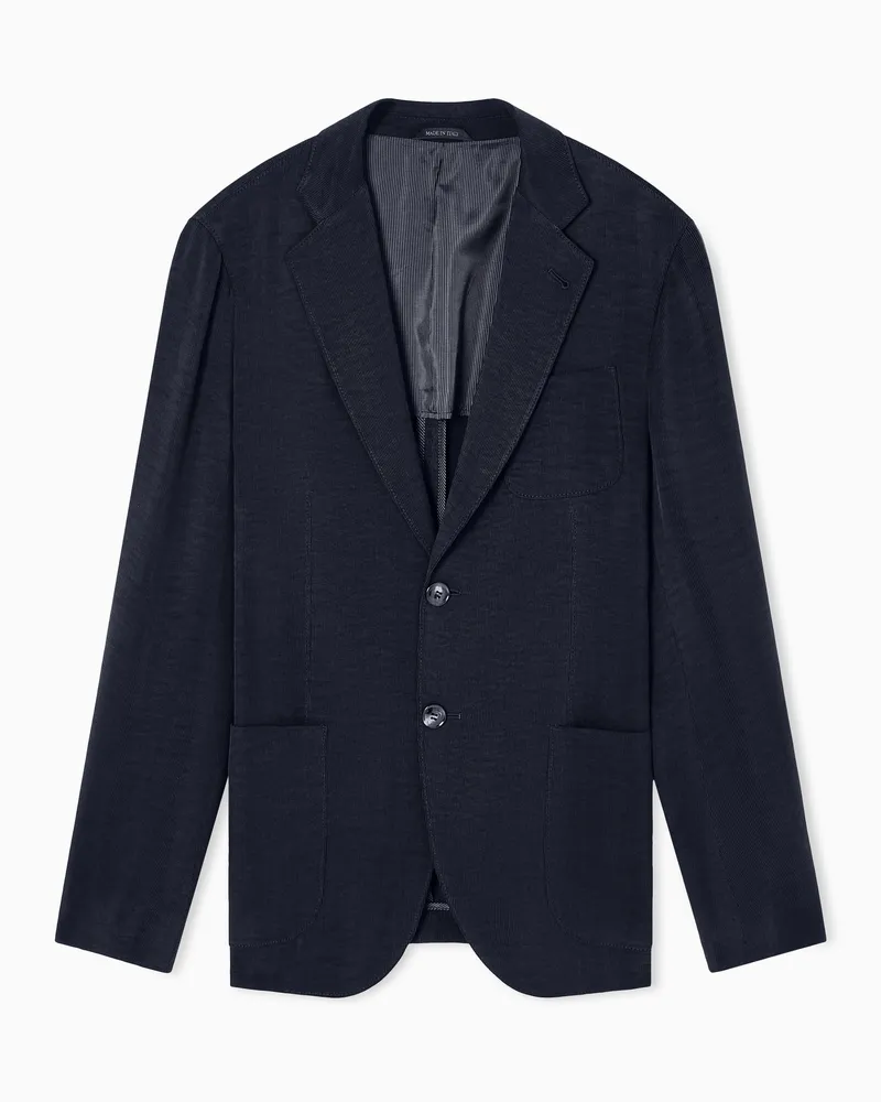 Giorgio Armani Einreihige ASV Jacke der Upton-Linie aus Canneté-Cupro Schwarz