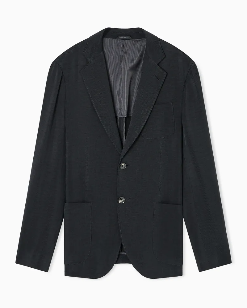 Giorgio Armani Einreihige ASV Jacke der Upton-Linie aus Canneté-Cupro Schwarz