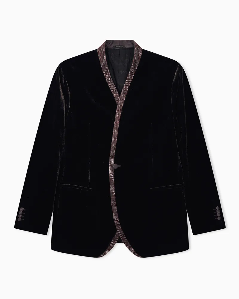 Giorgio Armani Blazer Giorgio's aus glattem Samt mit verziertem Revers Braun