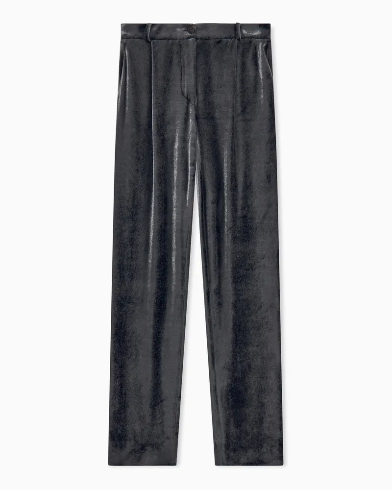 Giorgio Armani Hose aus Chenille-Jersey in Samtoptik mit Bundfalte Grau