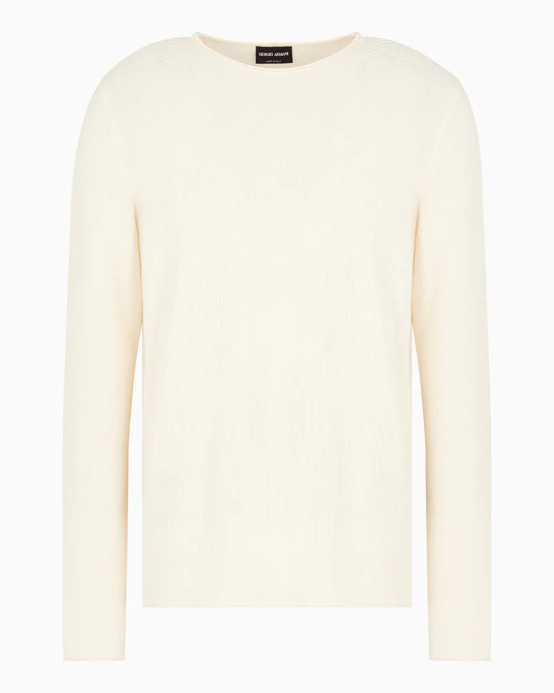 Giorgio Armani Rundhalspullover aus Kaschmir und Seide Beige