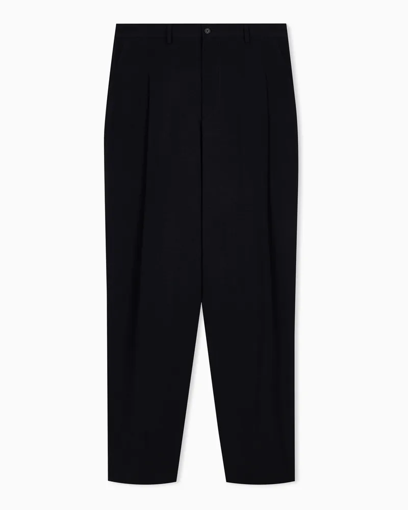 Giorgio Armani Anzughose aus Cupro gerades Bein Schwarz