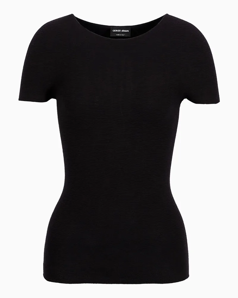Giorgio Armani Pullover mit kurzen Ärmeln aus Viskose mit Links-Verarbeitung Schwarz