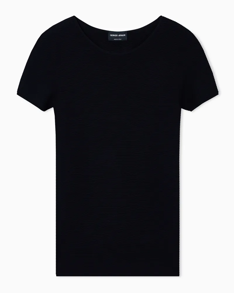 Giorgio Armani Pullover mit kurzen Ärmeln aus Viskose mit Links-Verarbeitung Schwarz