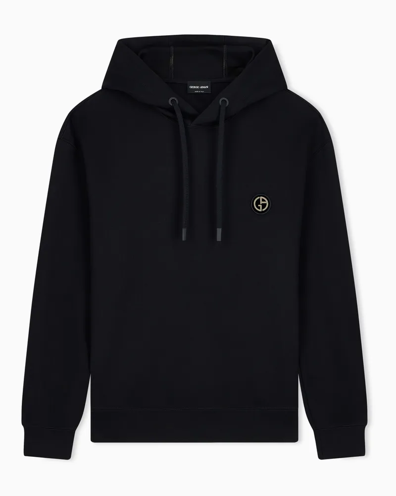 Giorgio Armani Hoodie im Regular Fit aus Double Jersey mit Kordelzug Schwarz
