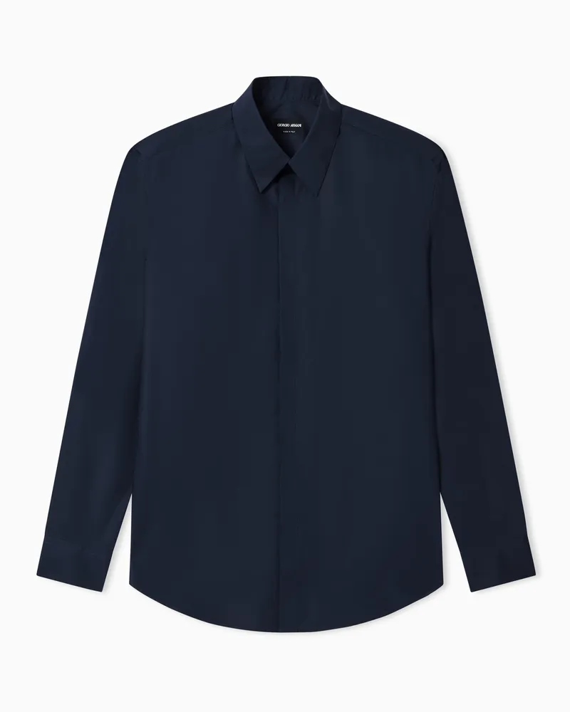 Giorgio Armani Hemdbluse aus Baumwollpopeline Marineblau
