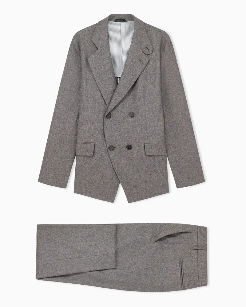 Giorgio Armani Zweireihiger Regular Fit Anzug aus Stretch-Kaschmirflanell Grau