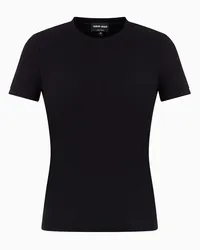 Giorgio Armani T-shirt Aus Viskosejersey mit Stretch Schwarz