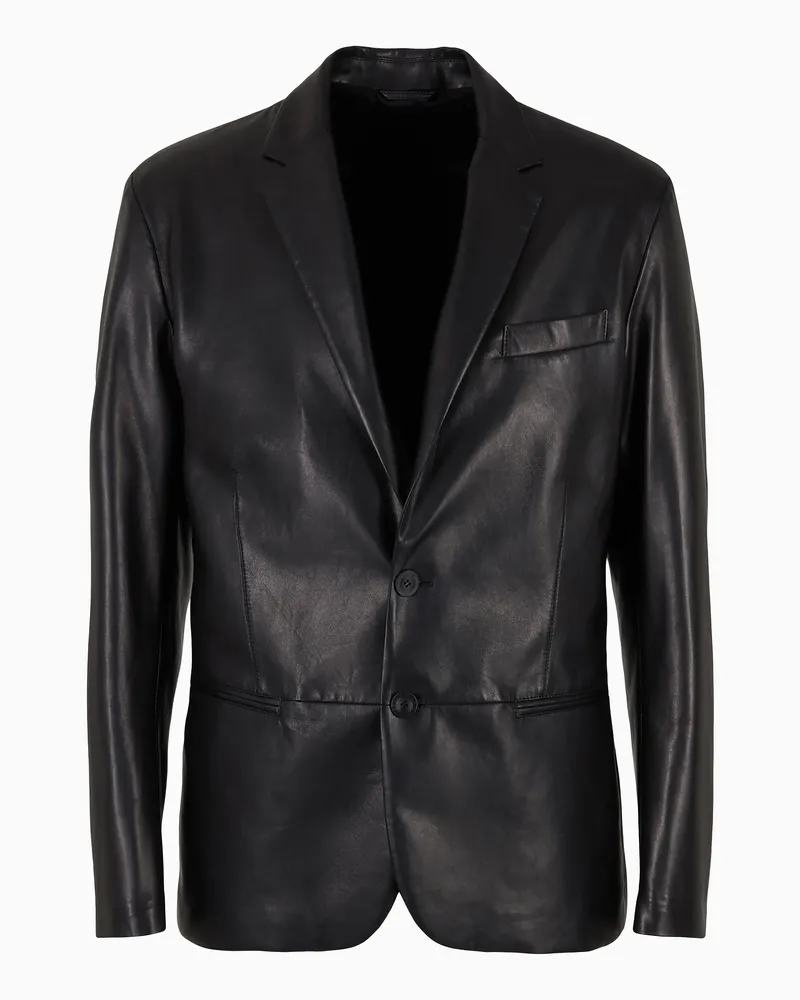 Giorgio Armani Einreihiges Sakko aus Nappa Schwarz