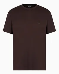 Giorgio Armani T-shirt Aus Interlock-baumwolle mit Logostickerei Braun