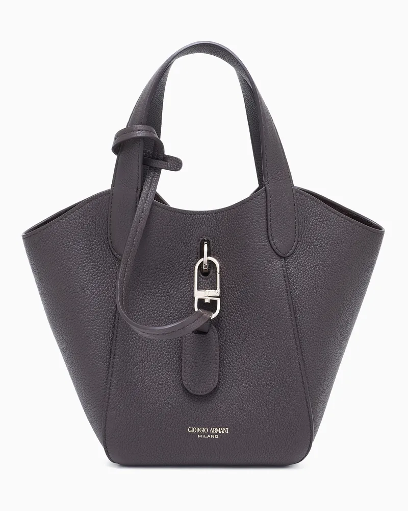 Giorgio Armani Kleine Handtasche aus genarbtem Leder Braun