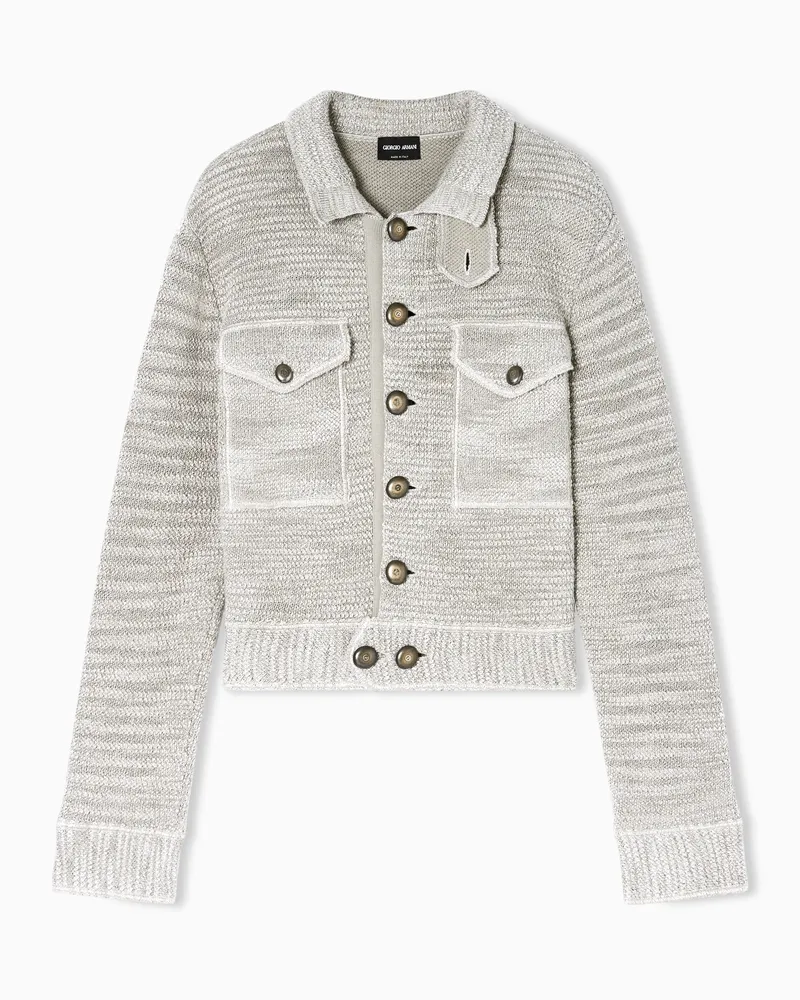 Giorgio Armani Blouson aus Viskose- und Leinenstrick Beige