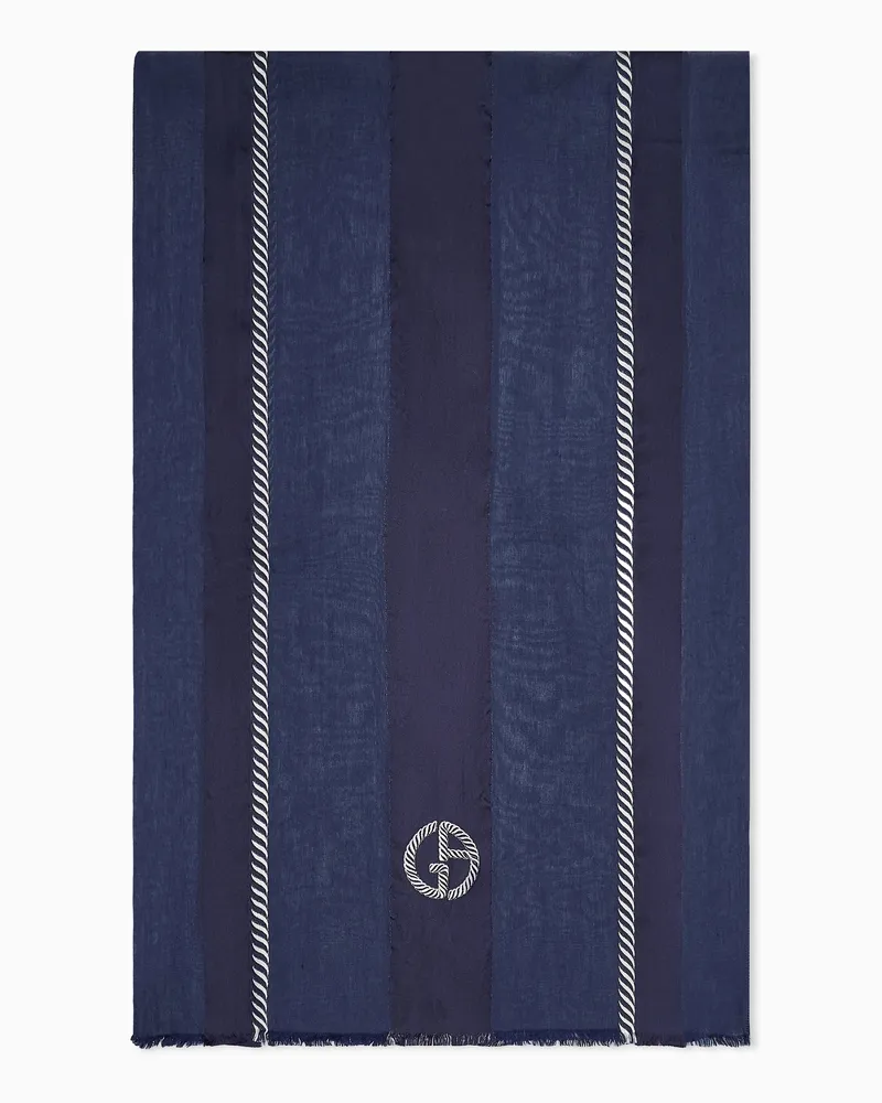 Giorgio Armani Stola aus Seidengemisch-Jacquard Blau