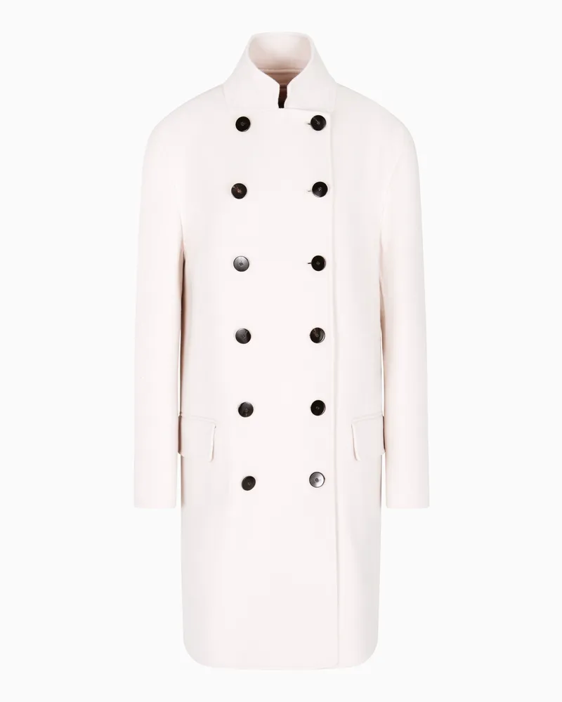 Giorgio Armani Zweireihiger Mantel aus doppeltem Kaschmir Beige