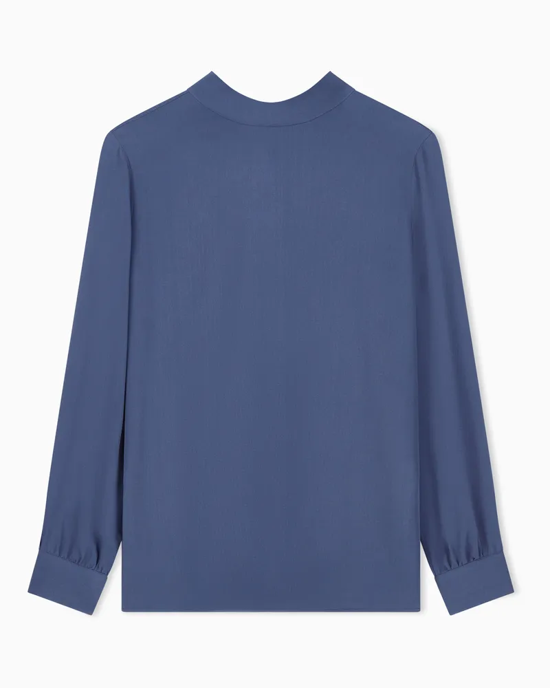 Giorgio Armani Seidenbluse Collezione Cashmere mit Stehkragen Blau