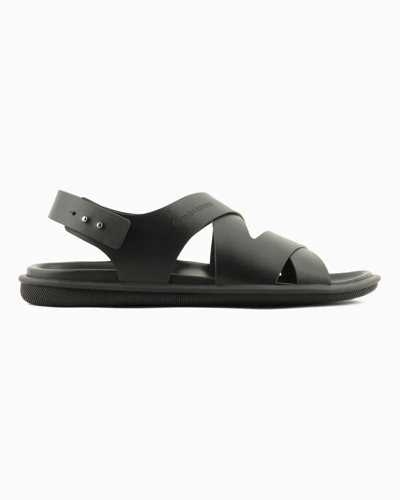 Giorgio Armani Sandalen aus geflochtenem Leder Schwarz