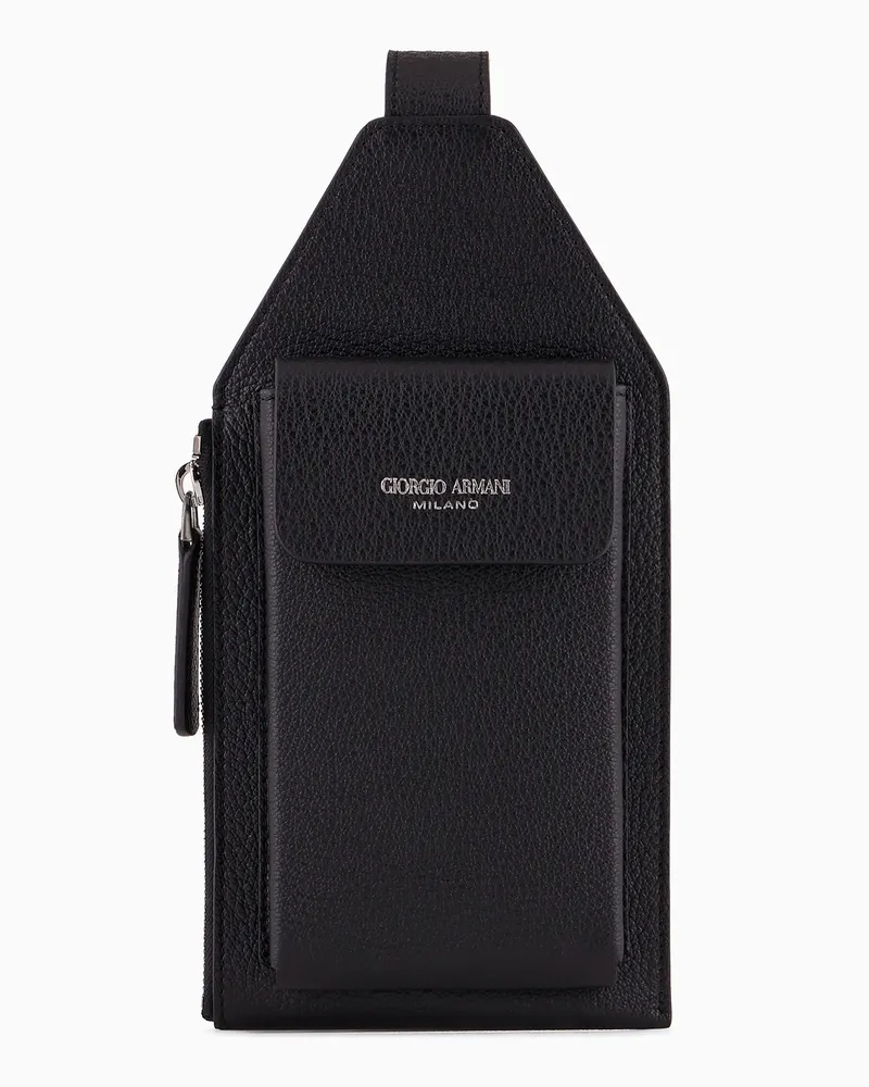 Giorgio Armani Smartphone-Hülle aus bedrucktem Leder Schwarz