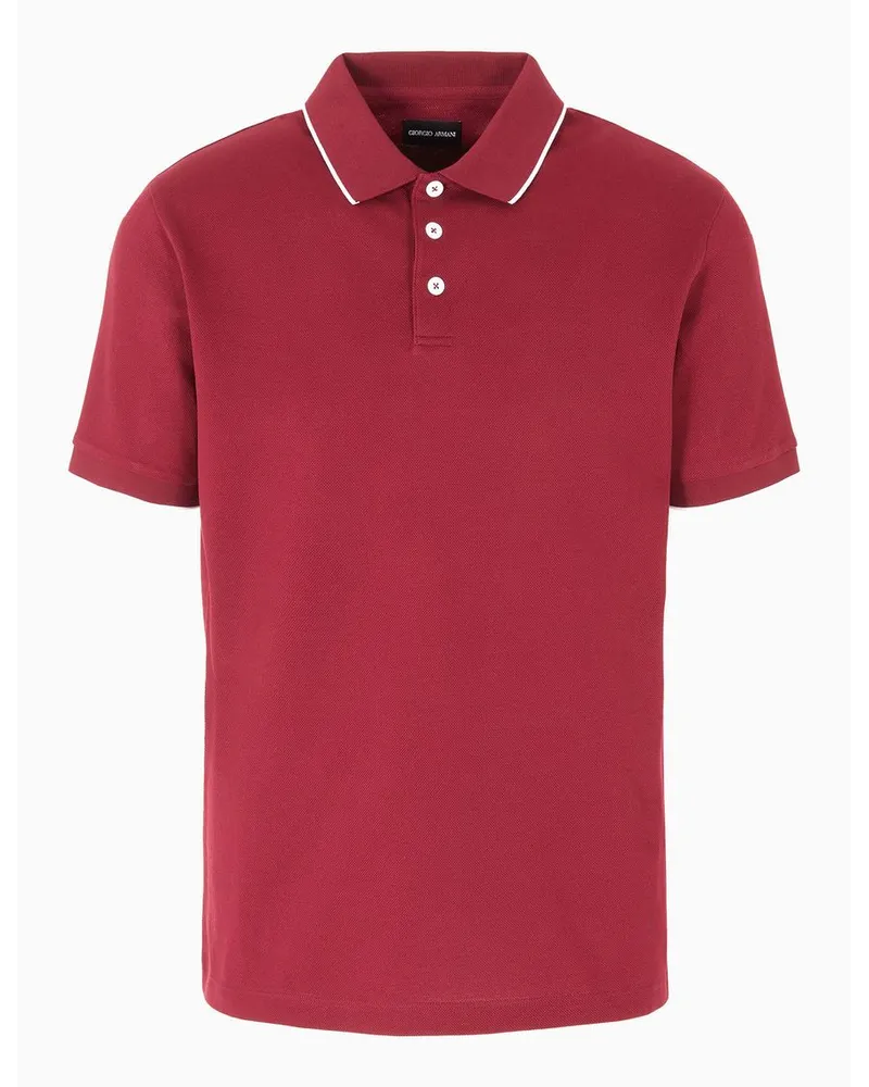 Giorgio Armani Poloshirt Aus Baumwollpikee mit Lisle-garn Erdbeere