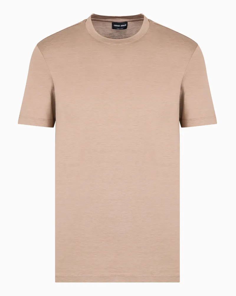 Giorgio Armani T-Shirt aus einem Seiden- und Baumwollgemisch Beige