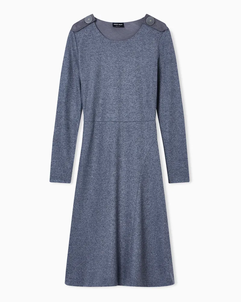 Giorgio Armani Jersey-Kleid aus Wolle mit Epaulettendetail Grau